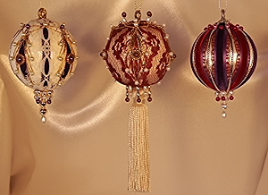 Purple and Burgundy Wine come together in this set of three Victorian Ornaments @ 40% off